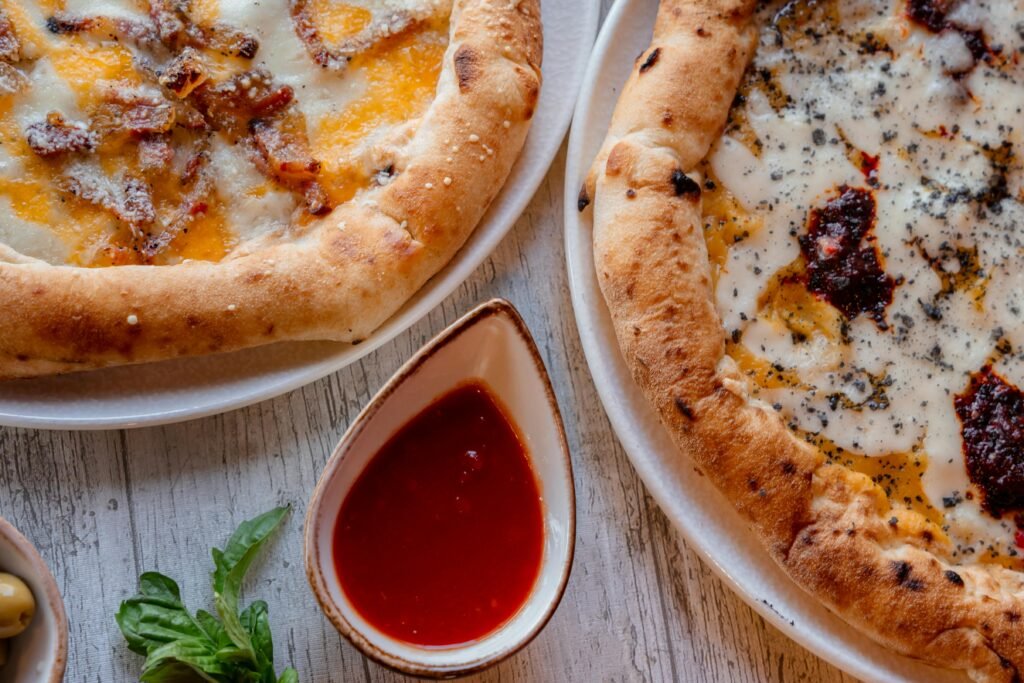 Artisanal Pizza with Spicy Sauce Toppings