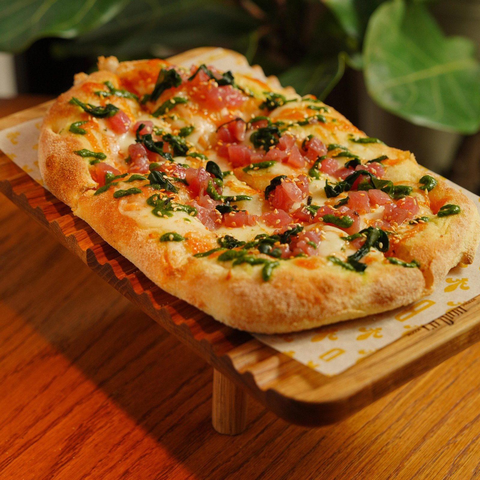 Photo of a Vegetarian Pizza on a Wooden Board
