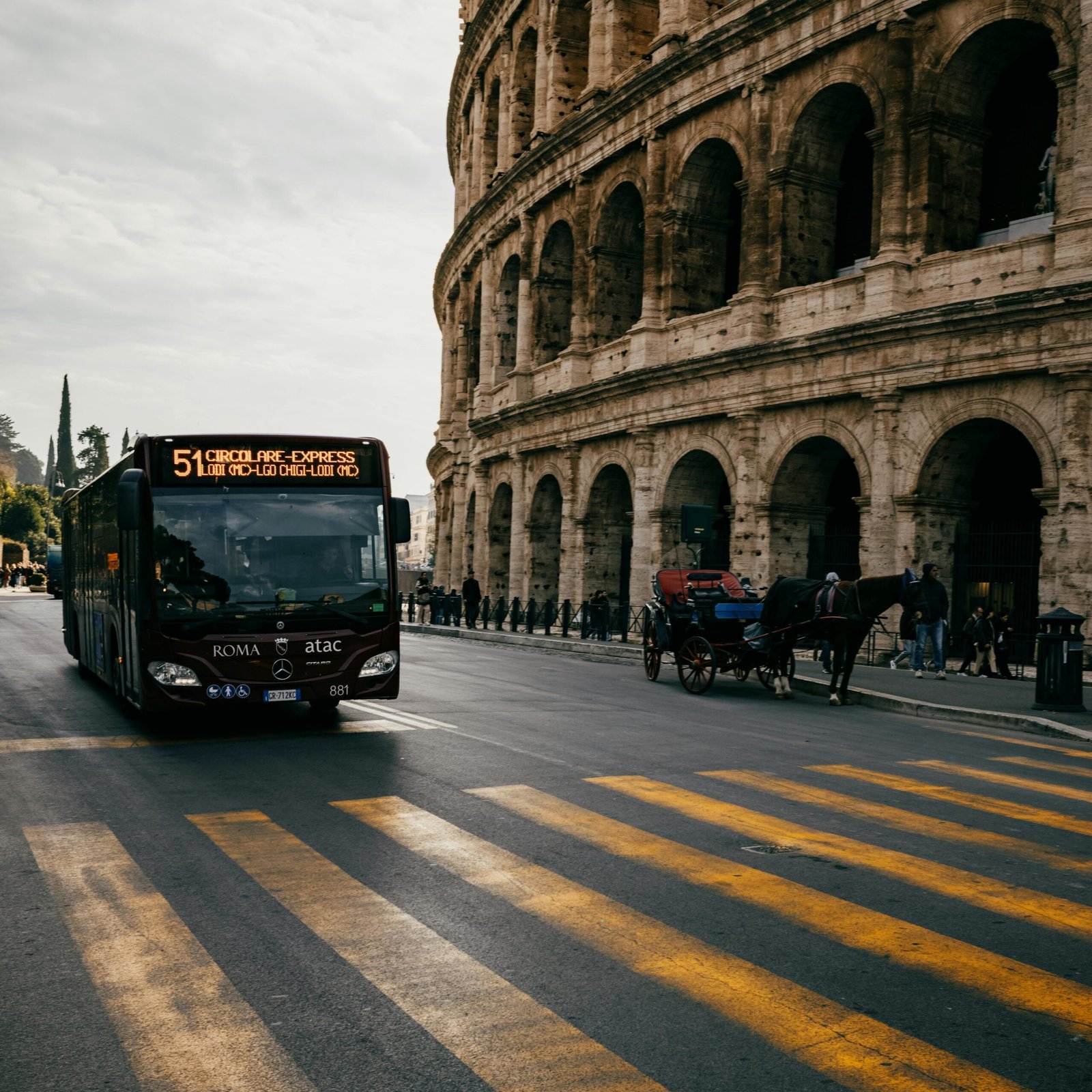bus running on a road and going form Naples to Amalfi Coast