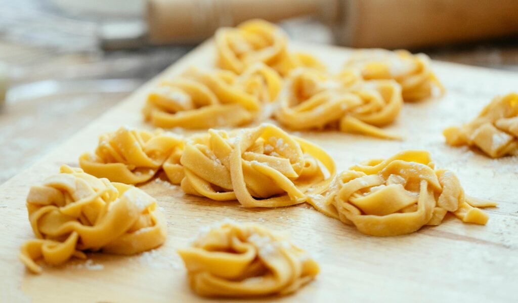some Tagliatelle in the plate 