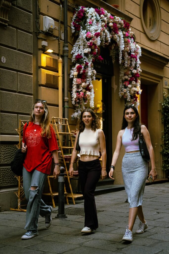 A Group of Young Women Walking