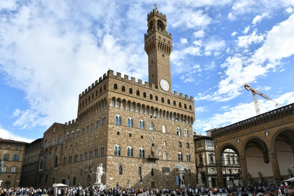 Historic Palazzo Vecchio under a Blue Sky