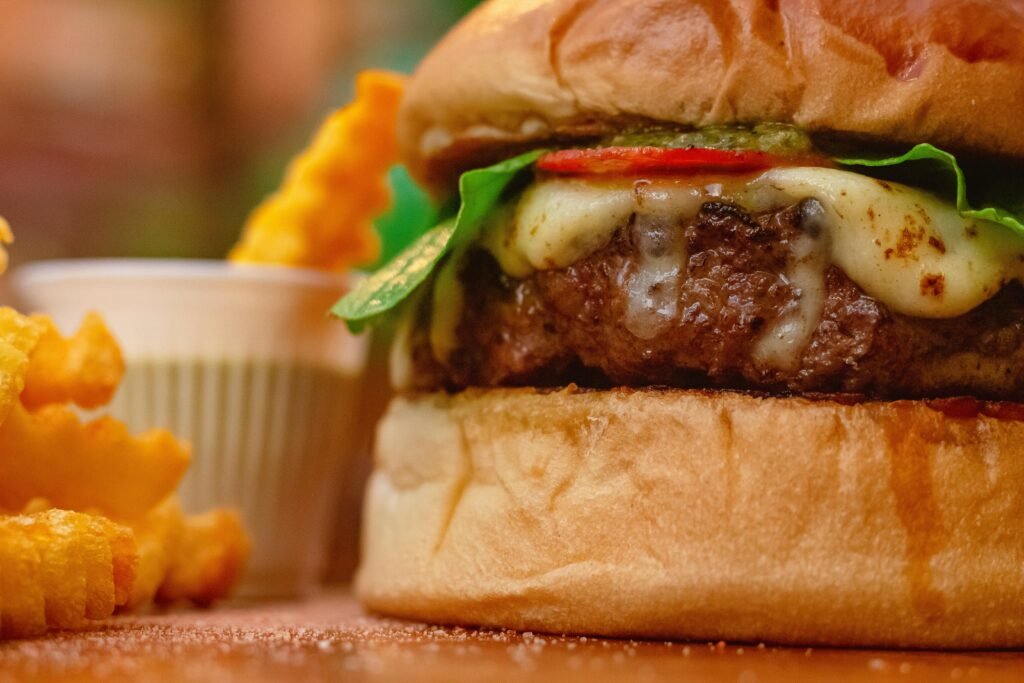 Close-Up Shot of Burger and Fries, Florence food tour